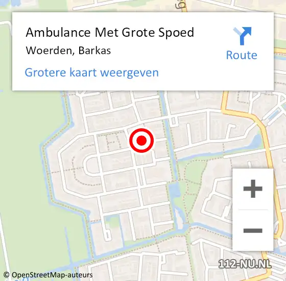 Locatie op kaart van de 112 melding: Ambulance Met Grote Spoed Naar Woerden, Barkas op 20 oktober 2017 22:17