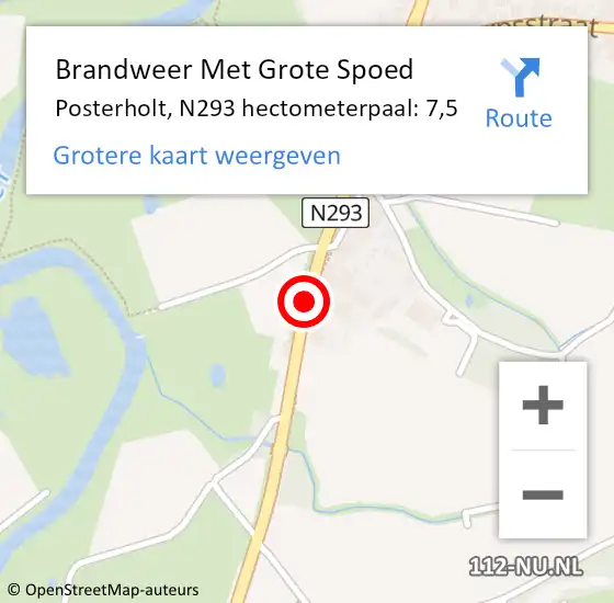 Locatie op kaart van de 112 melding: Brandweer Met Grote Spoed Naar Posterholt, N293 hectometerpaal: 7,5 op 20 oktober 2017 23:07