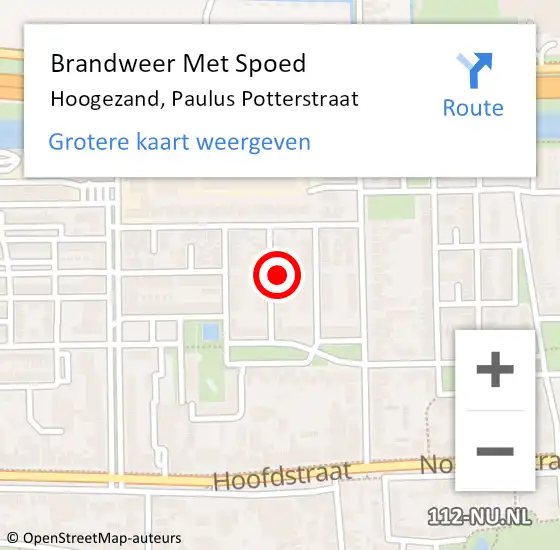 Locatie op kaart van de 112 melding: Brandweer Met Spoed Naar Hoogezand, Paulus Potterstraat op 20 oktober 2017 23:34