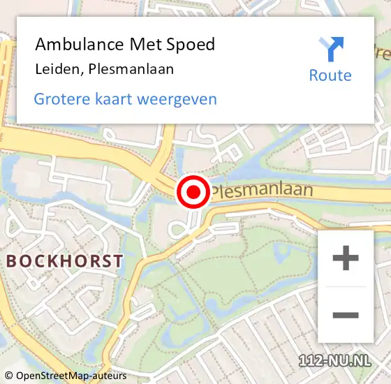 Locatie op kaart van de 112 melding: Ambulance Met Spoed Naar Leiden, Plesmanlaan op 20 oktober 2017 23:42