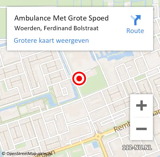 Locatie op kaart van de 112 melding: Ambulance Met Grote Spoed Naar Woerden, Ferdinand Bolstraat op 20 oktober 2017 23:57