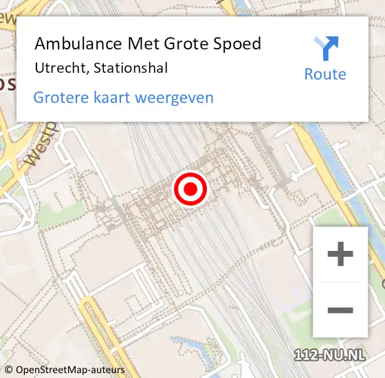 Locatie op kaart van de 112 melding: Ambulance Met Grote Spoed Naar Utrecht, Stationshal op 21 oktober 2017 01:04
