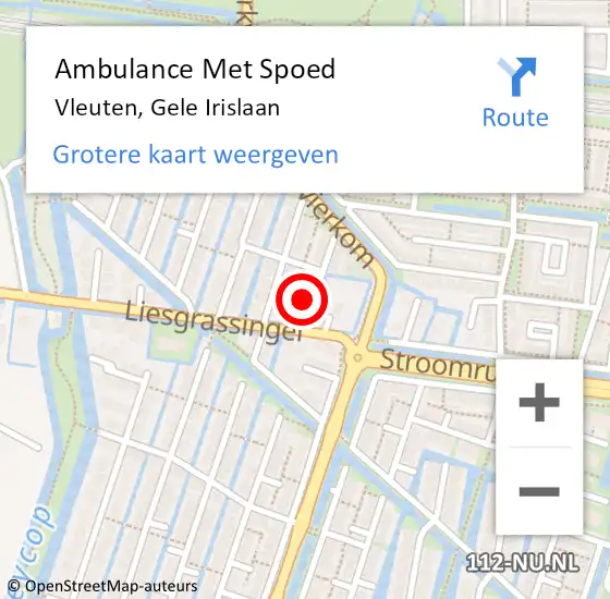 Locatie op kaart van de 112 melding: Ambulance Met Spoed Naar Vleuten, Gele Irislaan op 21 oktober 2017 01:08