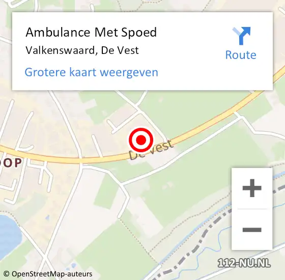 Locatie op kaart van de 112 melding: Ambulance Met Spoed Naar Valkenswaard, De Vest op 21 oktober 2017 02:41