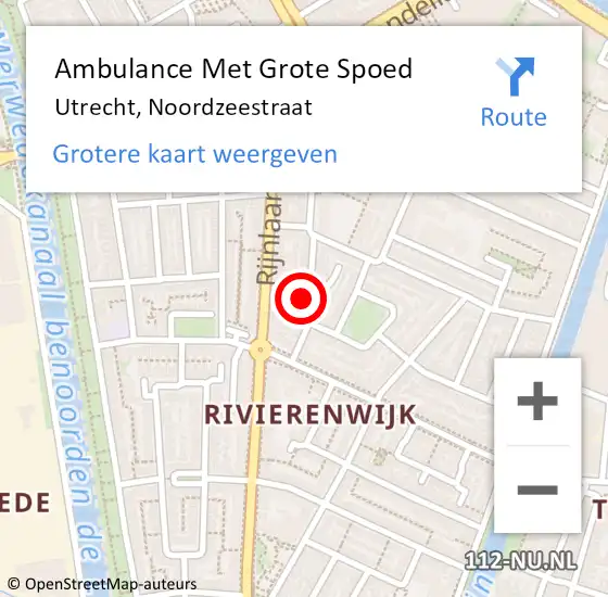 Locatie op kaart van de 112 melding: Ambulance Met Grote Spoed Naar Utrecht, Noordzeestraat op 21 oktober 2017 02:42