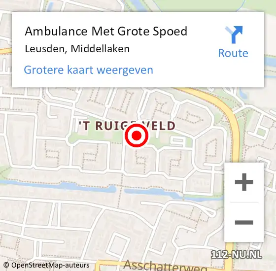 Locatie op kaart van de 112 melding: Ambulance Met Grote Spoed Naar Leusden, Middellaken op 21 oktober 2017 03:06