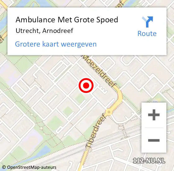 Locatie op kaart van de 112 melding: Ambulance Met Grote Spoed Naar Utrecht, Arnodreef op 21 oktober 2017 03:09