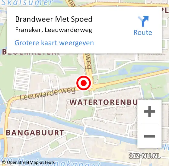 Locatie op kaart van de 112 melding: Brandweer Met Spoed Naar Franeker, Leeuwarderweg op 21 oktober 2017 03:36