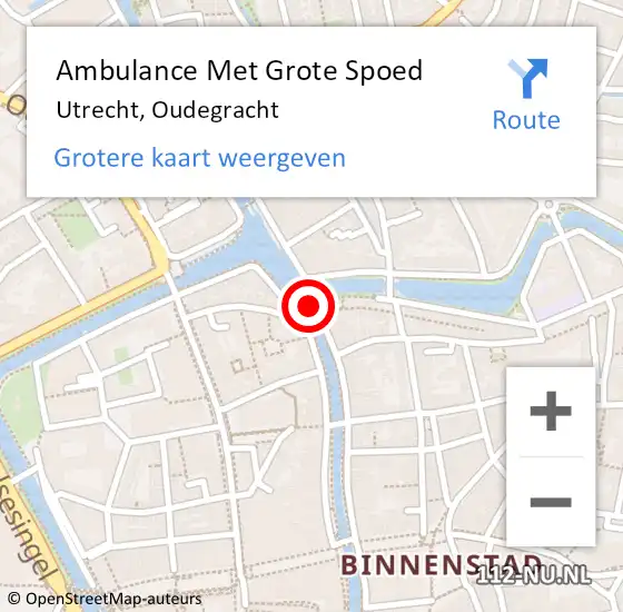 Locatie op kaart van de 112 melding: Ambulance Met Grote Spoed Naar Utrecht, Oudegracht op 21 oktober 2017 04:03