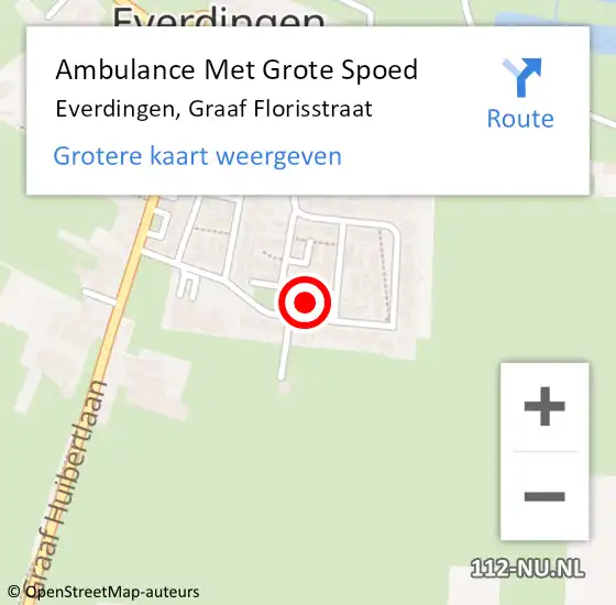 Locatie op kaart van de 112 melding: Ambulance Met Grote Spoed Naar Everdingen, Graaf Florisstraat op 21 oktober 2017 04:27