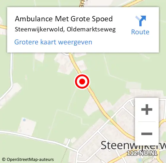 Locatie op kaart van de 112 melding: Ambulance Met Grote Spoed Naar Steenwijkerwold, Oldemarktseweg op 4 februari 2014 19:00