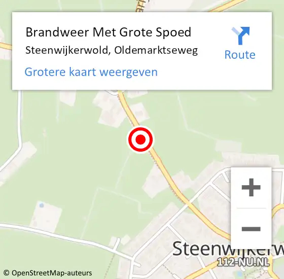 Locatie op kaart van de 112 melding: Brandweer Met Grote Spoed Naar Steenwijkerwold, Oldemarktseweg op 4 februari 2014 19:01