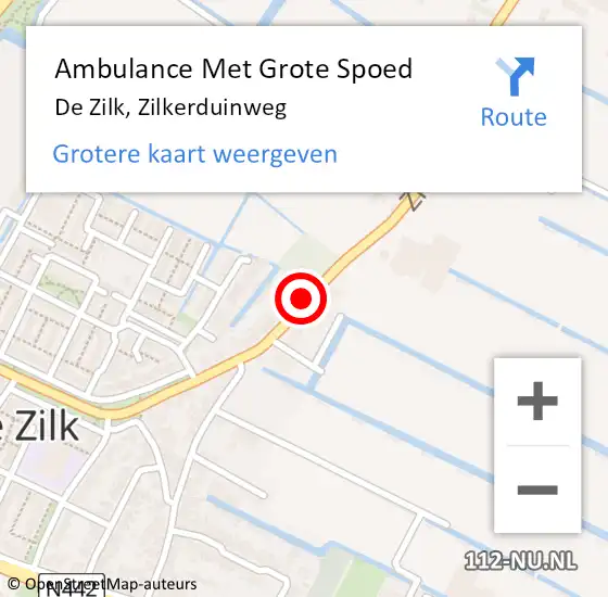 Locatie op kaart van de 112 melding: Ambulance Met Grote Spoed Naar De Zilk, Zilkerduinweg op 21 oktober 2017 07:20