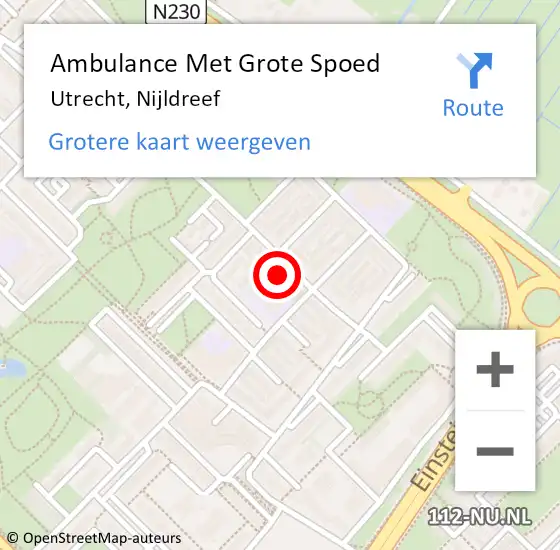 Locatie op kaart van de 112 melding: Ambulance Met Grote Spoed Naar Utrecht, Nijldreef op 21 oktober 2017 07:34