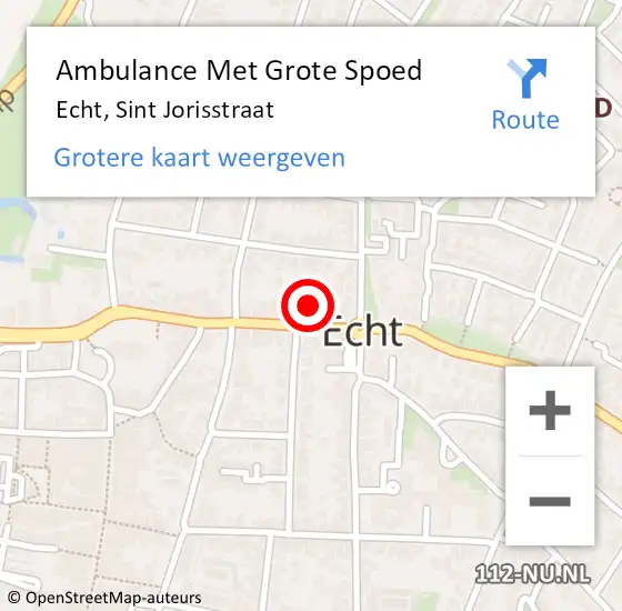 Locatie op kaart van de 112 melding: Ambulance Met Grote Spoed Naar Echt, Sint Jorisstraat op 21 oktober 2017 08:04