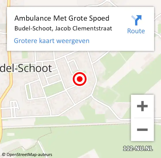 Locatie op kaart van de 112 melding: Ambulance Met Grote Spoed Naar Budel-Schoot, Jacob Clementstraat op 21 oktober 2017 08:11