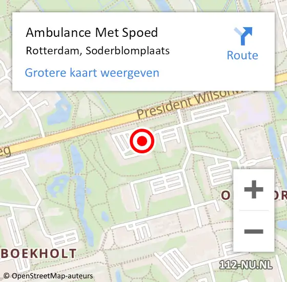 Locatie op kaart van de 112 melding: Ambulance Met Spoed Naar Rotterdam, Soderblomplaats op 21 oktober 2017 08:36