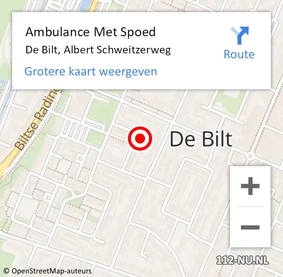 Locatie op kaart van de 112 melding: Ambulance Met Spoed Naar De Bilt, Albert Schweitzerweg op 21 oktober 2017 09:08