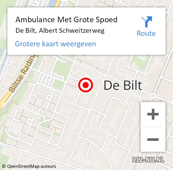 Locatie op kaart van de 112 melding: Ambulance Met Grote Spoed Naar De Bilt, Albert Schweitzerweg op 21 oktober 2017 09:29