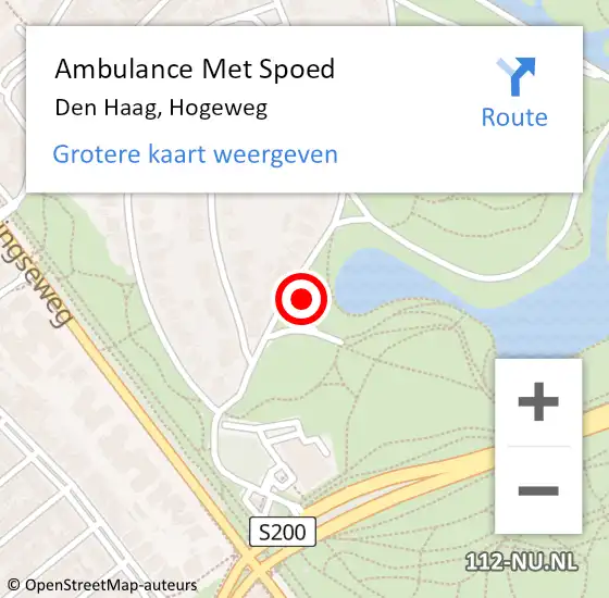 Locatie op kaart van de 112 melding: Ambulance Met Spoed Naar Den Haag, Hogeweg op 21 oktober 2017 09:37