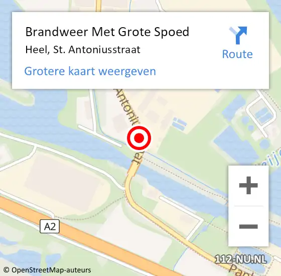 Locatie op kaart van de 112 melding: Brandweer Met Grote Spoed Naar Heel, St. Antoniusstraat op 21 oktober 2017 09:46