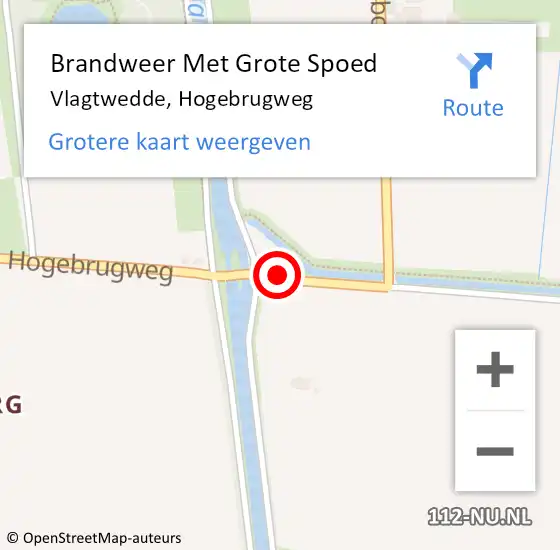 Locatie op kaart van de 112 melding: Brandweer Met Grote Spoed Naar Vlagtwedde, Hogebrugweg op 21 oktober 2017 09:46