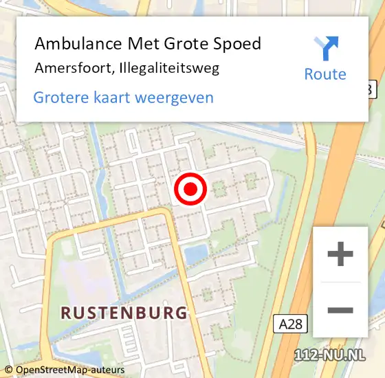 Locatie op kaart van de 112 melding: Ambulance Met Grote Spoed Naar Amersfoort, Illegaliteitsweg op 21 oktober 2017 09:46