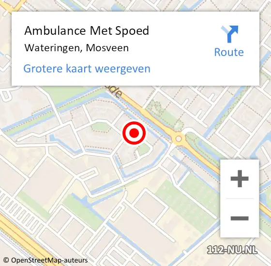 Locatie op kaart van de 112 melding: Ambulance Met Spoed Naar Wateringen, Mosveen op 21 oktober 2017 10:08
