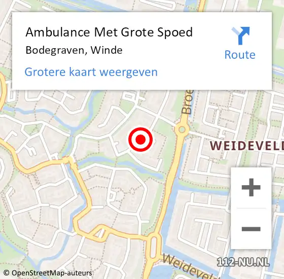 Locatie op kaart van de 112 melding: Ambulance Met Grote Spoed Naar Bodegraven, Winde op 21 oktober 2017 10:14