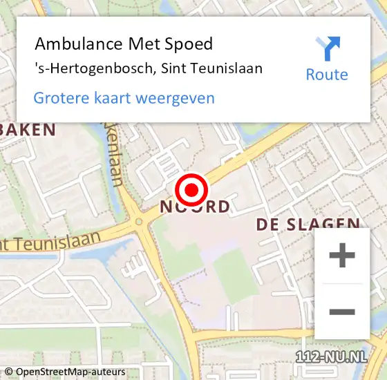 Locatie op kaart van de 112 melding: Ambulance Met Spoed Naar 's-Hertogenbosch, Sint Teunislaan op 21 oktober 2017 10:21