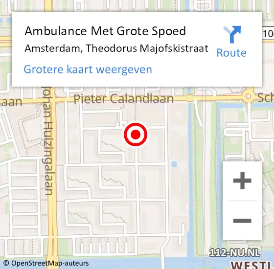 Locatie op kaart van de 112 melding: Ambulance Met Grote Spoed Naar Amsterdam, Theodorus Majofskistraat op 21 oktober 2017 10:23