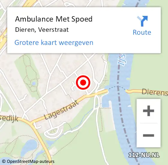 Locatie op kaart van de 112 melding: Ambulance Met Spoed Naar Dieren, Veerstraat op 21 oktober 2017 10:39