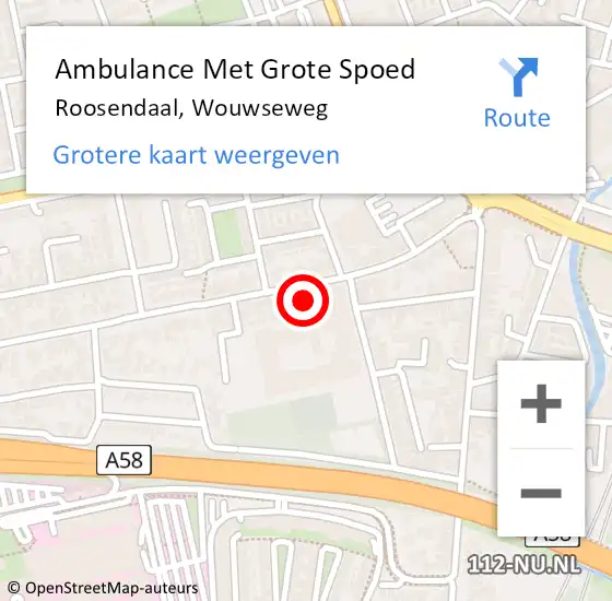 Locatie op kaart van de 112 melding: Ambulance Met Grote Spoed Naar Roosendaal, Wouwseweg op 21 oktober 2017 10:47