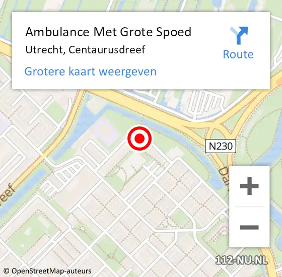 Locatie op kaart van de 112 melding: Ambulance Met Grote Spoed Naar Utrecht, Centaurusdreef op 21 oktober 2017 11:13