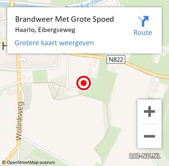 Locatie op kaart van de 112 melding: Brandweer Met Grote Spoed Naar Haarlo, Eibergseweg op 21 oktober 2017 11:31