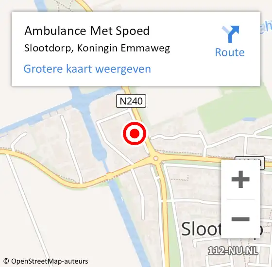 Locatie op kaart van de 112 melding: Ambulance Met Spoed Naar Slootdorp, Koningin Emmaweg op 21 oktober 2017 12:01
