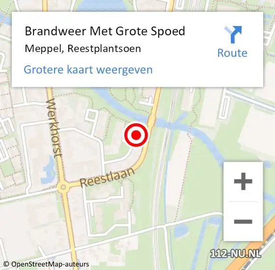 Locatie op kaart van de 112 melding: Brandweer Met Grote Spoed Naar Meppel, Reestplantsoen op 21 oktober 2017 12:25