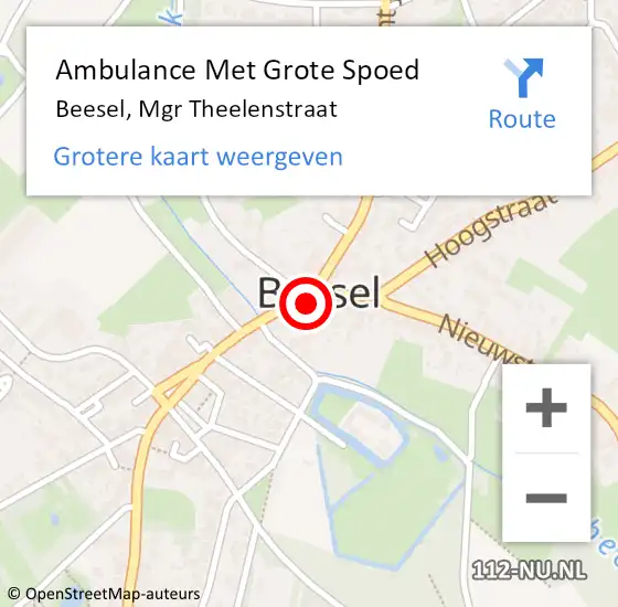 Locatie op kaart van de 112 melding: Ambulance Met Grote Spoed Naar Beesel, Mgr Theelenstraat op 21 oktober 2017 12:30