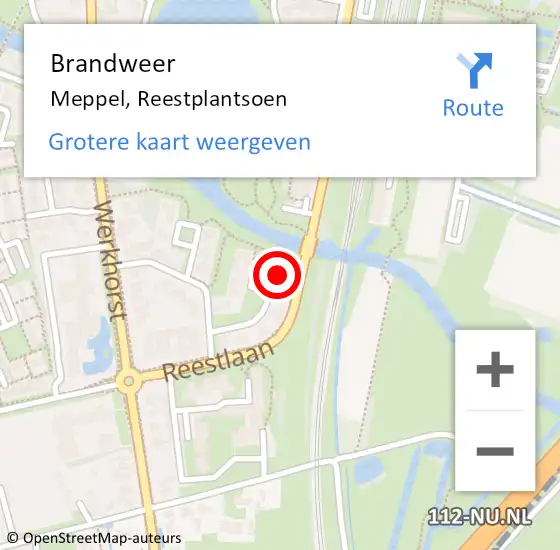 Locatie op kaart van de 112 melding: Brandweer Meppel, Reestplantsoen op 21 oktober 2017 12:42