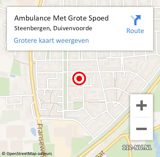 Locatie op kaart van de 112 melding: Ambulance Met Grote Spoed Naar Steenbergen, Duivenvoorde op 21 oktober 2017 13:02