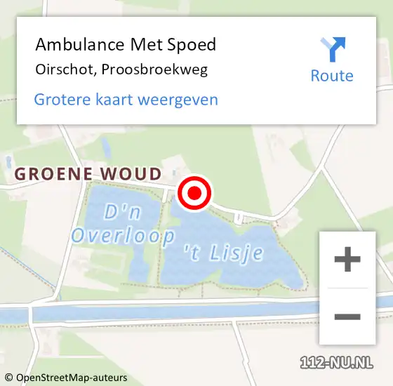 Locatie op kaart van de 112 melding: Ambulance Met Spoed Naar Oirschot, Proosbroekweg op 21 oktober 2017 14:42