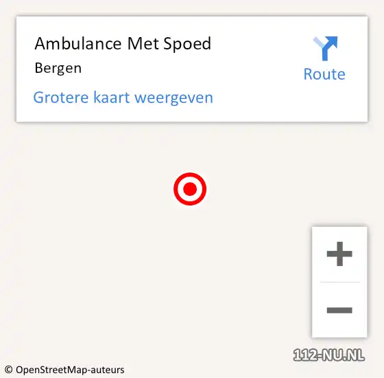 Locatie op kaart van de 112 melding: Ambulance Met Spoed Naar Bergen op 21 oktober 2017 15:31