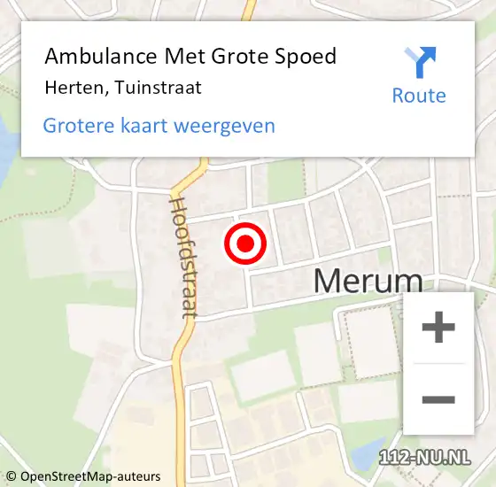 Locatie op kaart van de 112 melding: Ambulance Met Grote Spoed Naar Herten, Tuinstraat op 21 oktober 2017 15:34