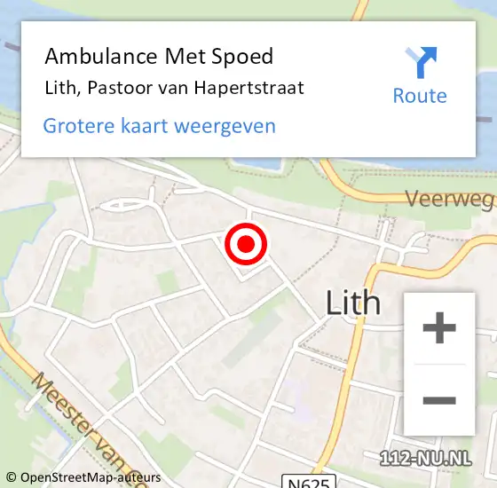 Locatie op kaart van de 112 melding: Ambulance Met Spoed Naar Lith, Pastoor van Hapertstraat op 21 oktober 2017 15:50