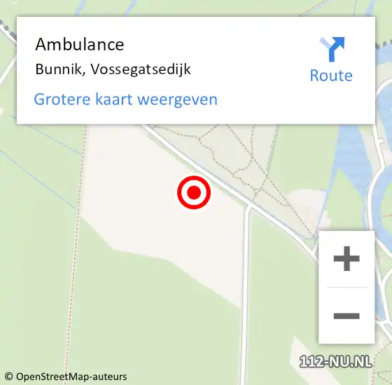 Locatie op kaart van de 112 melding: Ambulance Bunnik, Vossegatsedijk op 21 oktober 2017 15:54