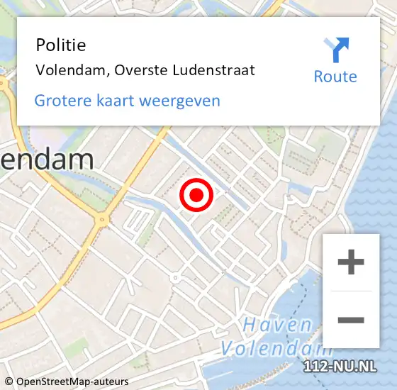 Locatie op kaart van de 112 melding: Politie Volendam, Overste Ludenstraat op 21 oktober 2017 16:18