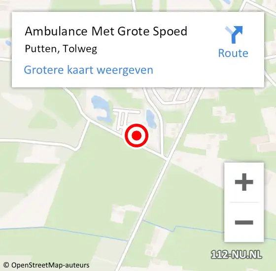 Locatie op kaart van de 112 melding: Ambulance Met Grote Spoed Naar Putten, Tolweg op 21 oktober 2017 16:25