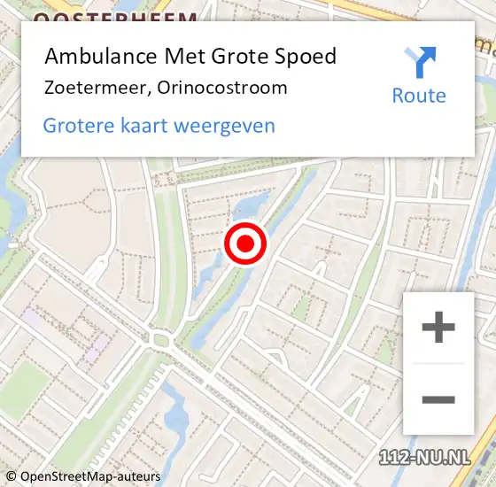 Locatie op kaart van de 112 melding: Ambulance Met Grote Spoed Naar Zoetermeer, Orinocostroom op 21 oktober 2017 16:27