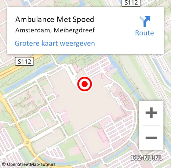 Locatie op kaart van de 112 melding: Ambulance Met Spoed Naar Amsterdam, Meibergdreef op 21 oktober 2017 16:37