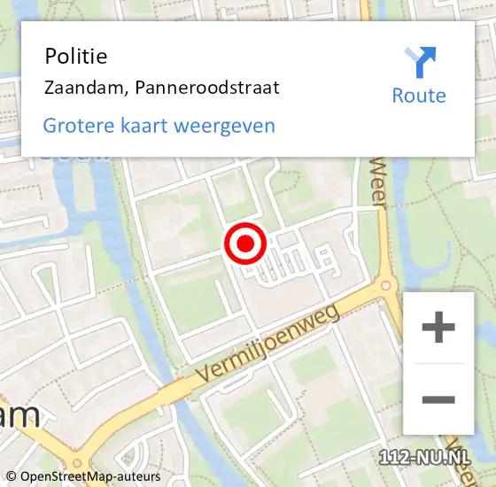 Locatie op kaart van de 112 melding: Politie Zaandam, Panneroodstraat op 21 oktober 2017 16:44